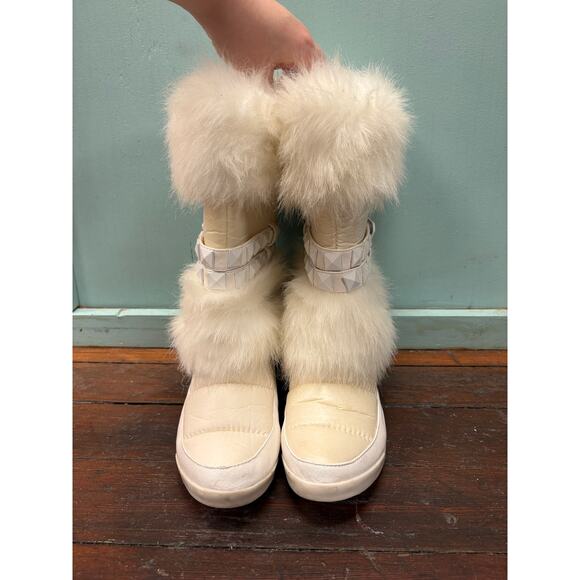Y2K Baby Phat White Faux Fur Snow Boots Women's Size 8 - Picture 4 of 10